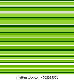 Green striped abstract background, variable width stripes. Horizontal color line. For decoration, printing, web design, cover.