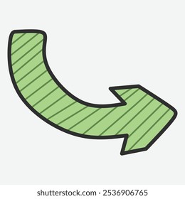 A green, striped arrow pointing to the right, indicating direction or movement.