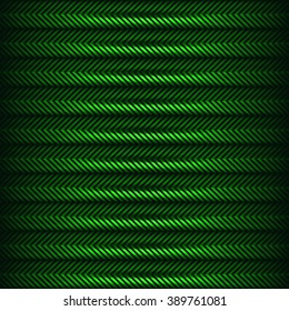 Green striped background.