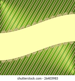 Green striped background with  wave banner
