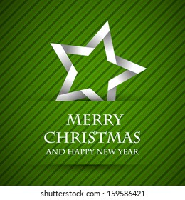 green striped christmas card with star. christmas concept