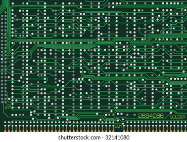 Green striped electronics circuit details in plate
