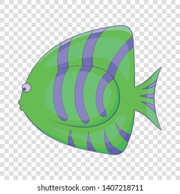 Green striped fish icon. Cartoon illustration of green striped fish vector icon for web
