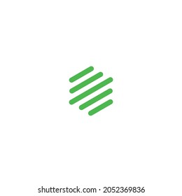 green striped hexagon simple symbol logo vector