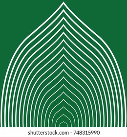 green striped leaf vector tunnel. Striped background. Stripes motif with curves for page fills, designing, textile print.