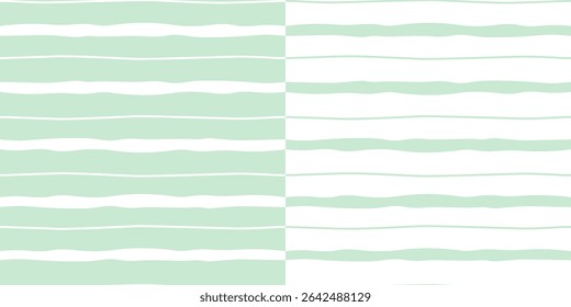 Green striped pattern. Childish stripe seamless background. Cute pastel wavy line. Vector stripes. For wallpaper, wrapping, print