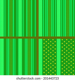 Green striped stars patterns
