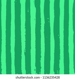 Green Striped Watermelon Texture with hand drawn brush strokes. Summer Watermelon pattern design template. Vector illustration EPS 10 file