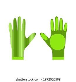 Green striped work gloves. Hand protection in the garden, in other works