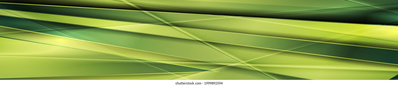 Green stripes abstract glossy corporate background. Vector banner design