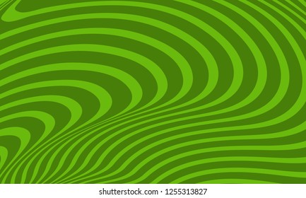 Green Stripes abstract minimalistic background with an illusion of lines. Illusion stripes, green background. Background of lines and waves.