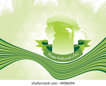 green stripes background with patrick day ribboon, mug