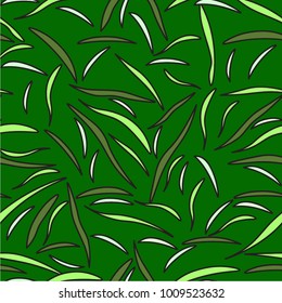 green stripes, blade of grass with a black outline on a green background, abstract seamless texture.