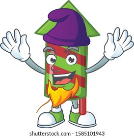Green stripes fireworks rocket mascot cartoon style as an Elf