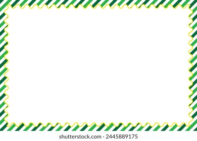 Green stripes frame with wavy inner 6x4 inches border on postcard template for St Patrick's Day 