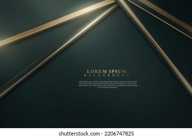 Green stripes with golden lines background. Vector illustration.