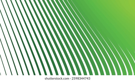 Green Stripes Line Pattern Abstract Background. Modern Stylish Backdrop. Trendy Seamless Design. Elegant Wavy Texture. Minimalist Digital Wallpaper. Smooth Flowing Aesthetic