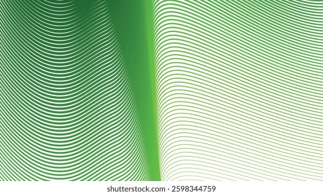 Green Stripes Line Pattern Abstract Background. Modern Stylish Backdrop. Trendy Seamless Design. Elegant Wavy Texture. Minimalist Digital Wallpaper. Smooth Flowing Aesthetic