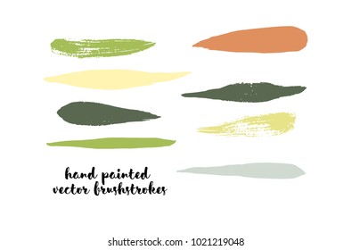 Green Stripes or Lines. Hand Painted Vector Ink Banners. Vintage Logo Stains, Graffiti Doodle. Spring Green Stripes, Hipster Vector Brushstrokes.  Funky Grunge Frame Element, Button or Brushed Banner.