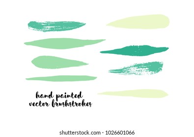 Green Stripes or Lines. Hand Painted Vector Ink Banners. Vintage Logo Stains, Graffiti Doodle. Spring Green Stripes, Hipster Vector Brushstrokes.  Funky Grunge Frame Element, Button or Brushed Banner.