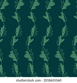 Green stripes made with foliage leaves. Vector repeat pattern tropical jungle seamless background print. Great for both men and women, kids and home decor projects. Surface pattern design.