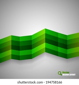 Green stripes as modern design layout. Vector abstract elements.