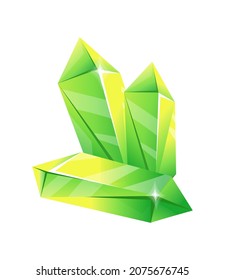 Estructura verde esmeralda. Piedras de cristal, sal de corte de cavernas, ilustración vectorial gráfica aislada en fondo blanco