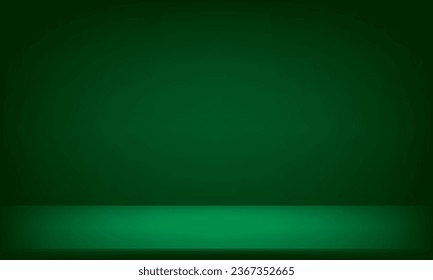 Grüner Studiohintergrund. Dunkelgrüne Farbe. Abstraktes Tapete-Design mit Kopienraum zur Anzeige Ihrer Produkte. Business-Hintergrund. Vektorgrafik.