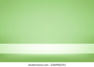 Green studio room background. Template mock up for display of product. Business backdrop. Vector illustration.