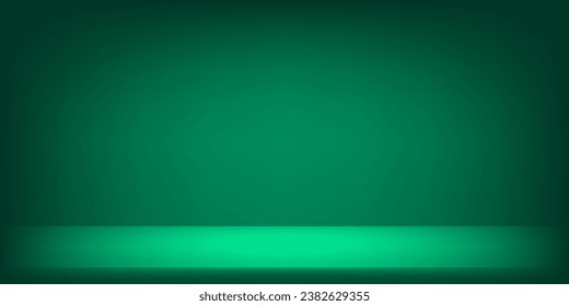 Green studio room background. Used as background for display or advertise your products. Vector illustration.