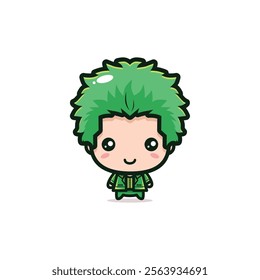 green style handsome chibi boy