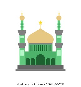 Green Style Islamic Mosque Building Illustration Design