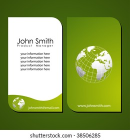 Green stylish business card templates in vector format, you can easily change the text
