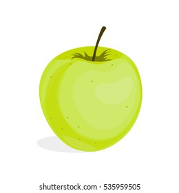 Green stylish painted apple. Vector illustration.