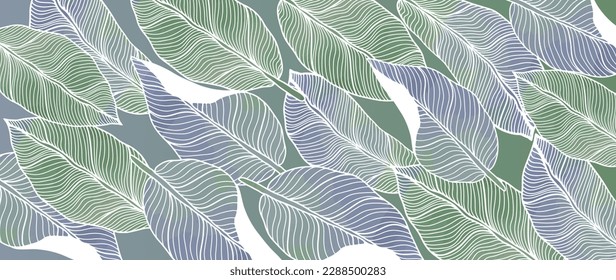 Green stylish vector background with white leaves for decor, covers, postcards, wallpapers