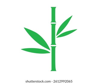 Green stylized bamboo stalk with leaves