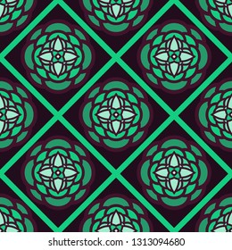 Green stylized floral seamless pattern. Vintage  vector design for Textiles and packaging.