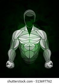 green, stylized, geometric builder