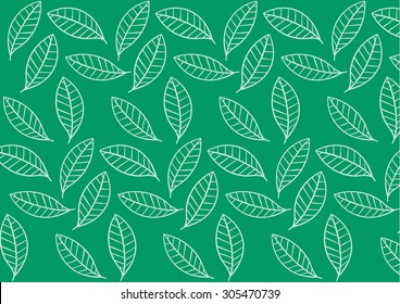 green stylized leaf pattern. Vector illustration, leaf background pattern