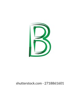 ícone de logotipo da letra B verde estilizado, pincel desenhado à mão traçado tipografia vetor ilustração no fundo branco