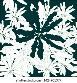 Green stylized palm leaves seamless pattern. Decorative romantic design. Texture for wrapping paper, textile, clothing, web, wallpaper.