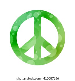 green stylized peace symbol isolated on white background