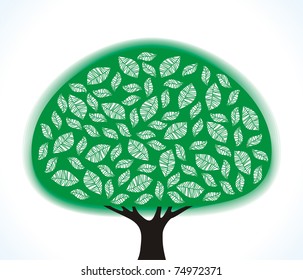 green stylized tree on a white background