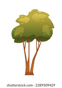 Ilustración vectorial de árbol estilizado verde aislada en fondo blanco