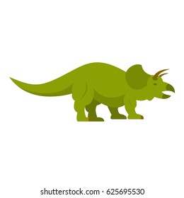 Green styracosaurus dinosaur icon flat isolated on white background vector illustration