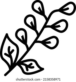 subarbusto verde diseño de icono de línea vectorial, símbolo condimentos y especias, ingredientes de cocina alimentaria Signo, hierbas y salsa de mesa ilustración, hojas de salvia fresca Concepto,