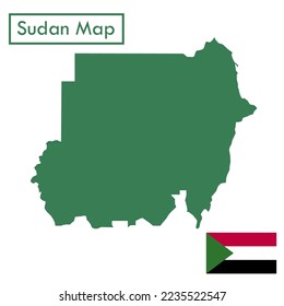 Vector del mapa del país de Sudán Verde con bandera nacional