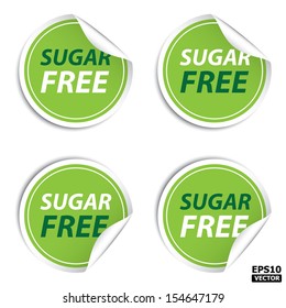 Green Sugar Free stickers isolated on white background. -eps10 vector