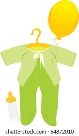 Green suit for a baby. Vector