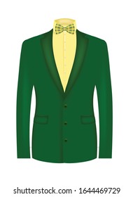 Green suit with bow tie. vector illustration